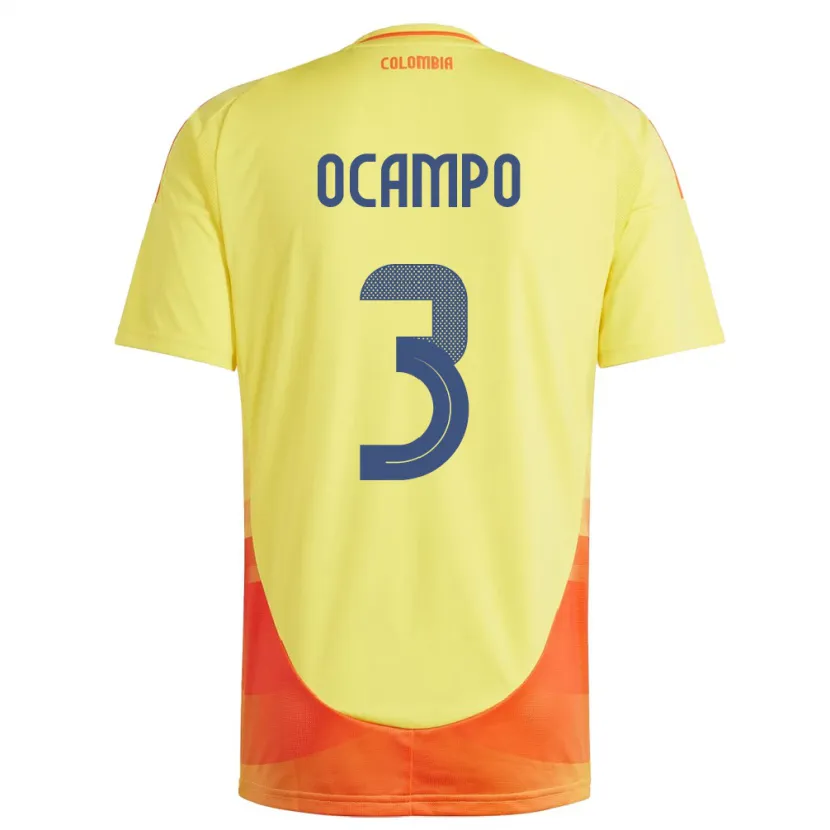 DanxenメンズコロンビアÉdier Ocampo#3黄ホームシャツ24-26ジャージーユニフォーム
