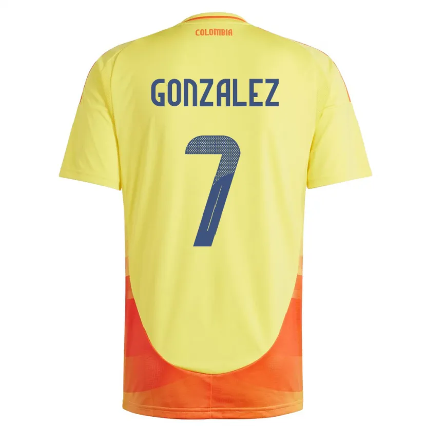 DanxenメンズコロンビアCelis González#7黄ホームシャツ24-26ジャージーユニフォーム