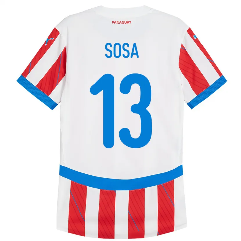 DanxenメンズパラグアイAlex Sosa#13赤、白ホームシャツ24-26ジャージーユニフォーム