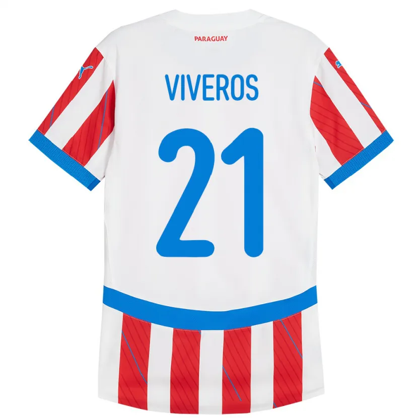 DanxenメンズパラグアイFernando Viveros#21赤、白ホームシャツ24-26ジャージーユニフォーム