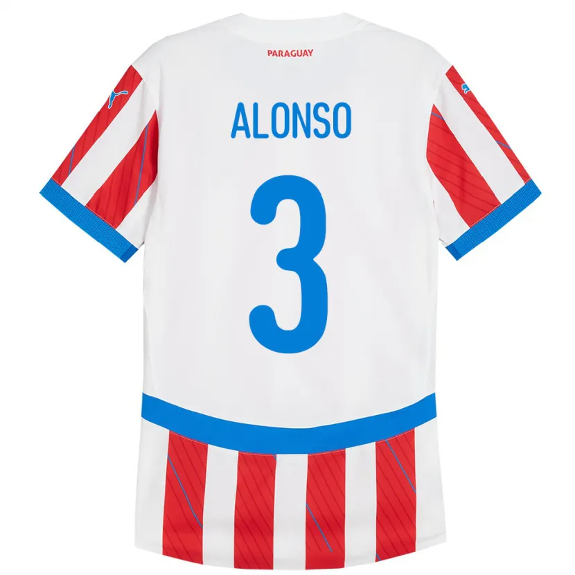DanxenメンズパラグアイLorena Alonso#3赤、白ホームシャツ24-26ジャージーユニフォーム