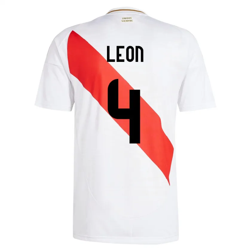 DanxenメンズペルーMía León#4白ホームシャツ24-26ジャージーユニフォーム