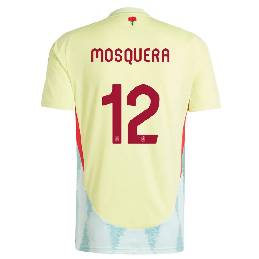 DanxenメンズスペインCristian Mosquera#12黄アウェイシャツ24-26ジャージーユニフォーム