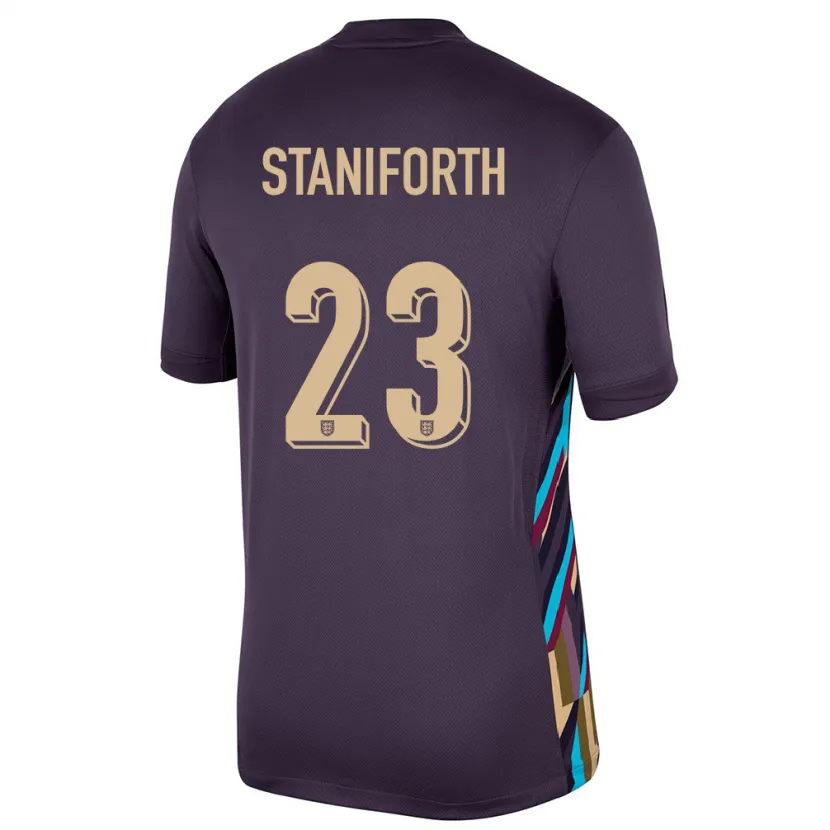 Danxenメンズイングランドルーシー・スタニフォース#23ダークレーズンアウェイシャツ24-26ジャージーユニフォーム