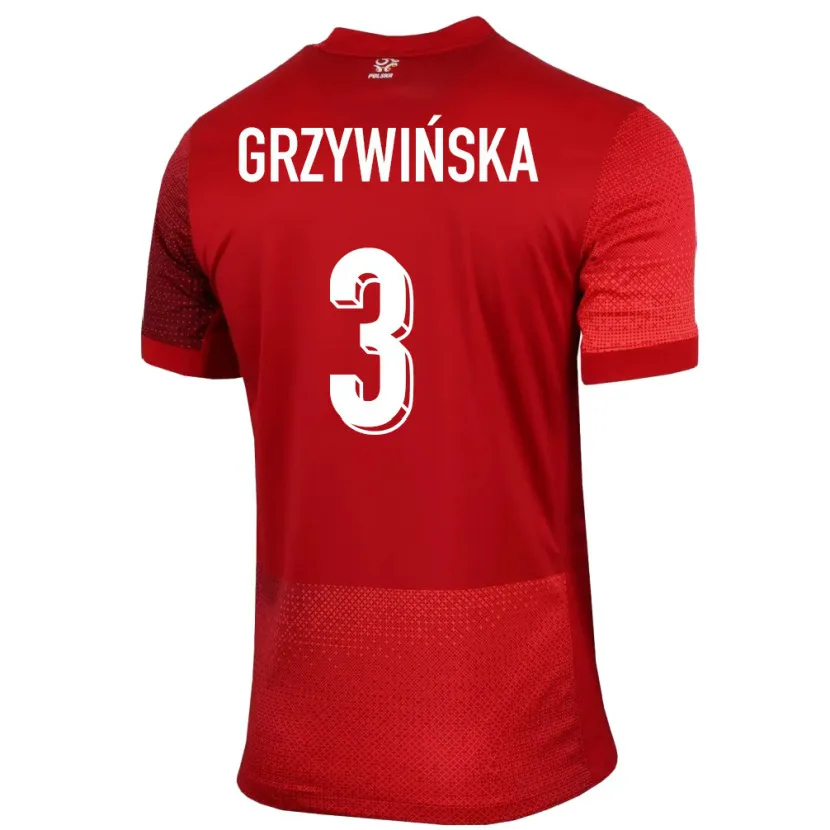 DanxenメンズポーランドGabriela Grzywinska#3赤アウェイシャツ24-26ジャージーユニフォーム