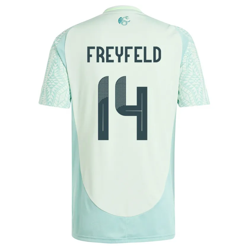 DanxenメンズメキシコEmiliano Freyfeld#14リネングリーンアウェイシャツ24-26ジャージーユニフォーム