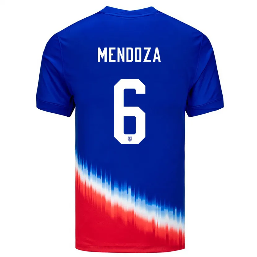 Danxenメンズアメリカ合衆国Edwyn Mendoza#6青アウェイシャツ24-26ジャージーユニフォーム