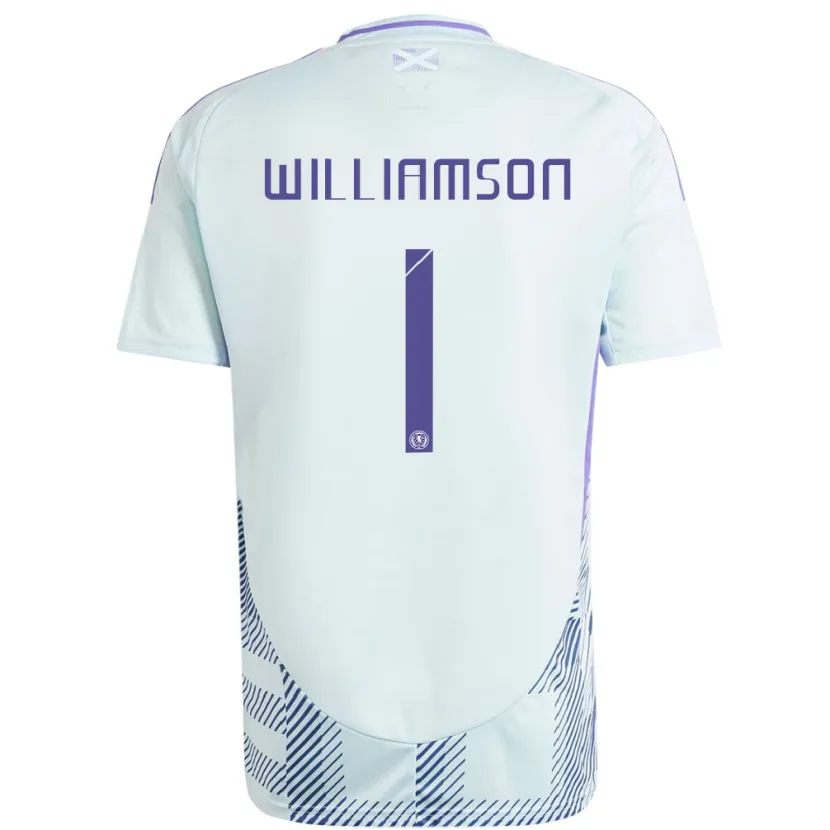 DanxenメンズスコットランドWoody Williamson#1ライトミントブルーアウェイシャツ24-26ジャージーユニフォーム