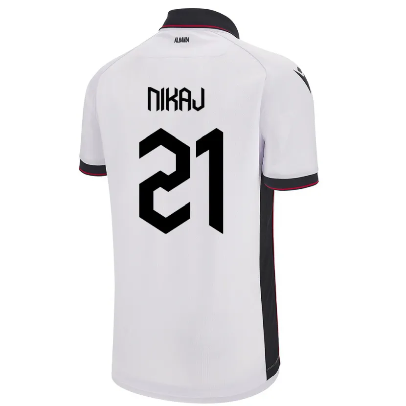 DanxenメンズアルバニアArdit Nikaj#21白アウェイシャツ24-26ジャージーユニフォーム