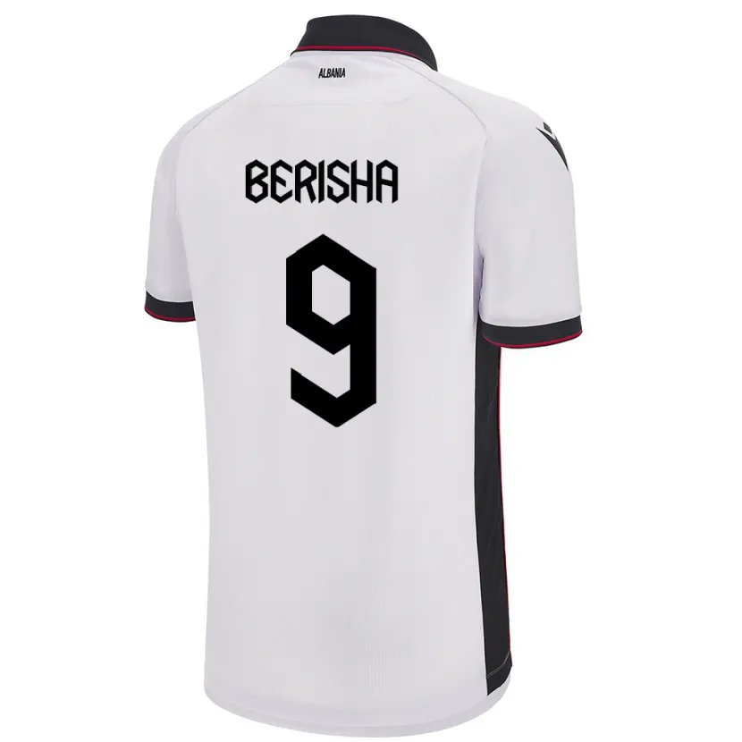 DanxenメンズアルバニアFortesa Berisha#9白アウェイシャツ24-26ジャージーユニフォーム