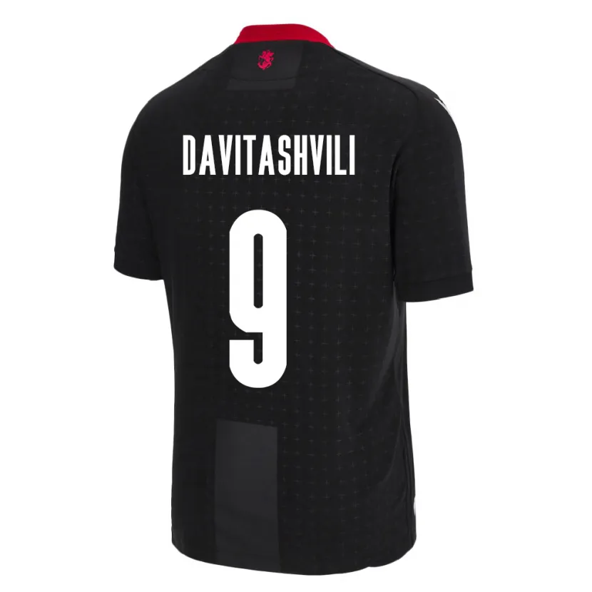 Danxenメンズジョージアスリコ・ダヴィタシュヴィリ#9黒アウェイシャツ24-26ジャージーユニフォーム