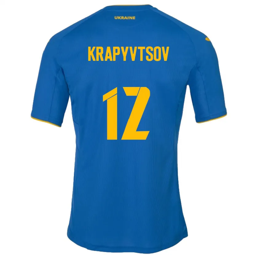 DanxenメンズウクライナVladyslav Krapyvtsov#12青アウェイシャツ24-26ジャージーユニフォーム