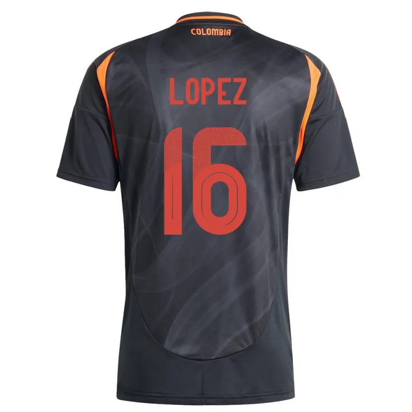 DanxenメンズコロンビアWilliam López#16黒アウェイシャツ24-26ジャージーユニフォーム