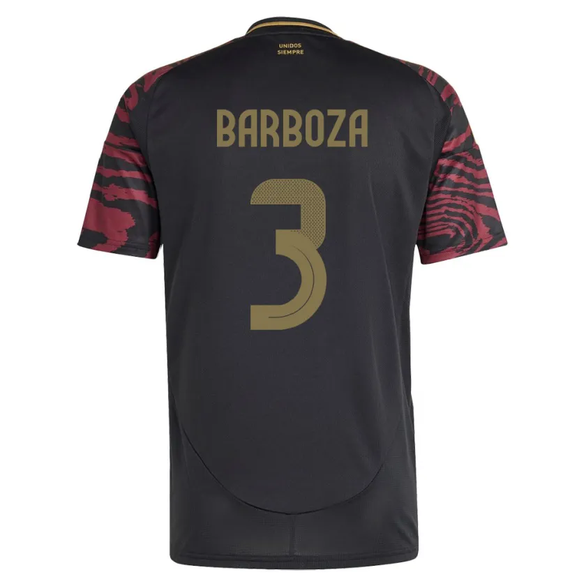 DanxenメンズペルーMatías Barboza#3黒アウェイシャツ24-26ジャージーユニフォーム