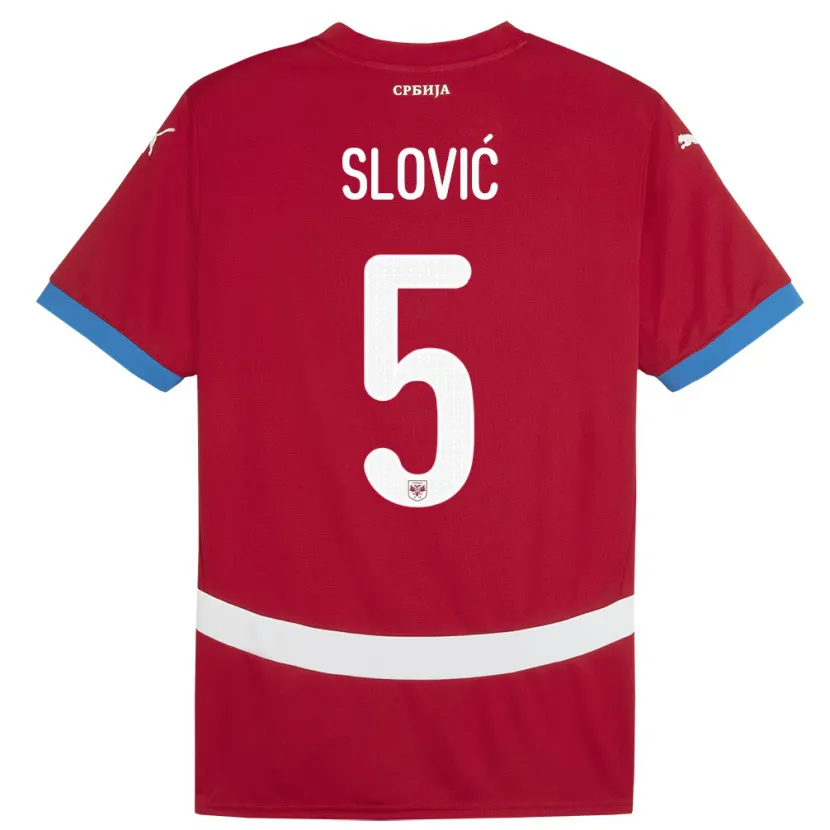 DanxenレディースセルビアVioleta Slovic#5赤ホームシャツ24-26ジャージーユニフォーム