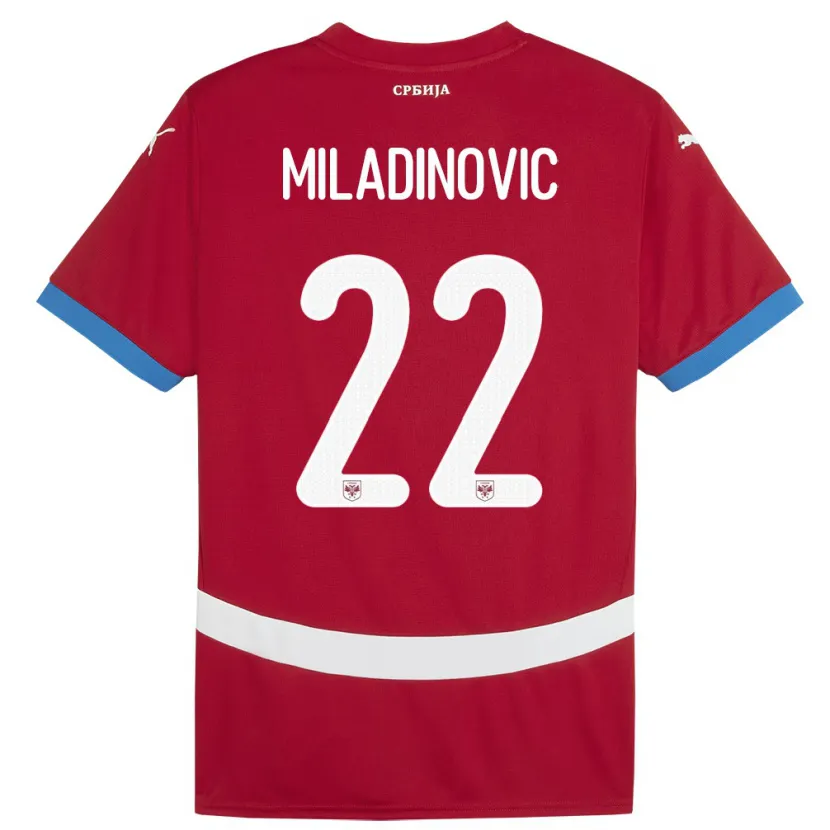DanxenレディースセルビアIgor Miladinovic#22赤ホームシャツ24-26ジャージーユニフォーム