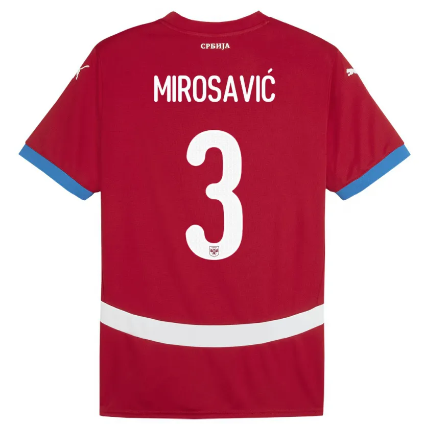 DanxenレディースセルビアVeljko Mirosavic#3赤ホームシャツ24-26ジャージーユニフォーム