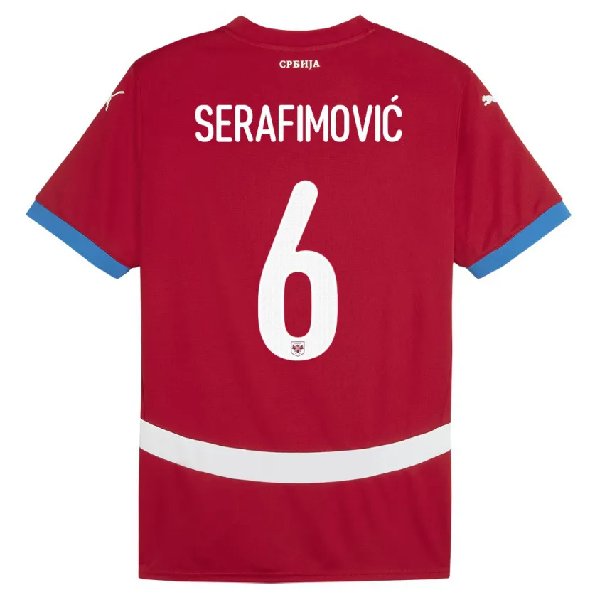 DanxenレディースセルビアVojin Serafimovic#6赤ホームシャツ24-26ジャージーユニフォーム