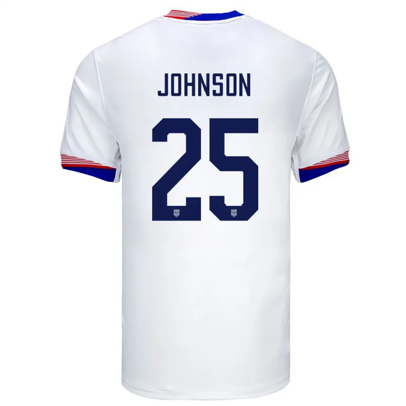 Danxenレディースアメリカ合衆国ショーン・ジョンソン#25白ホームシャツ24-26ジャージーユニフォーム