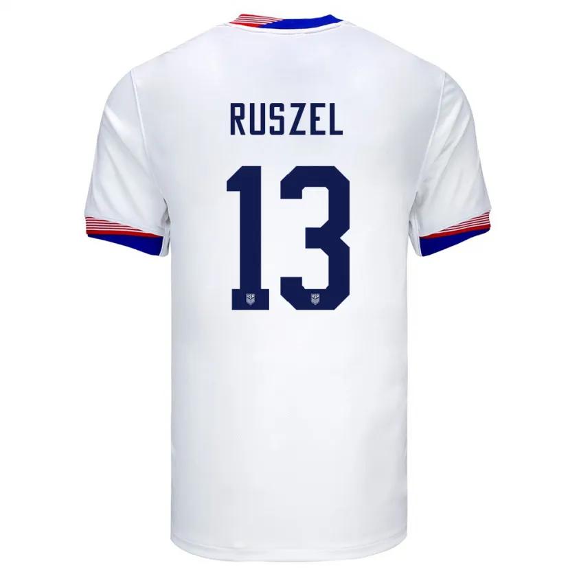 Danxenレディースアメリカ合衆国Marcel Ruszel#13白ホームシャツ24-26ジャージーユニフォーム