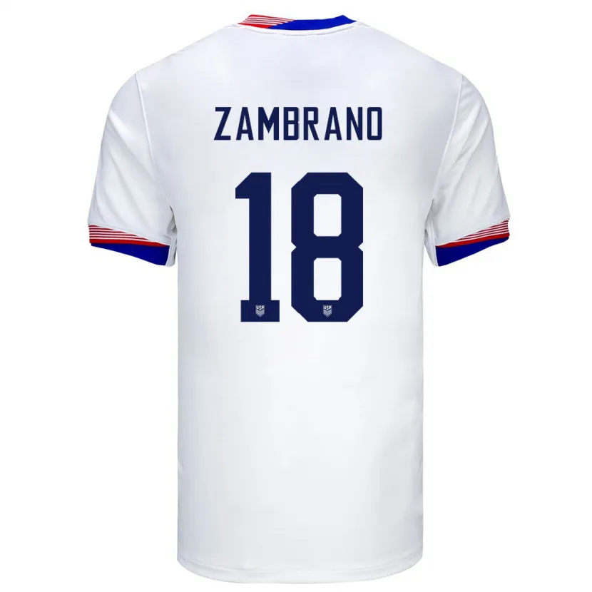 Danxenレディースアメリカ合衆国マルコス・サンブラーノ#18白ホームシャツ24-26ジャージーユニフォーム
