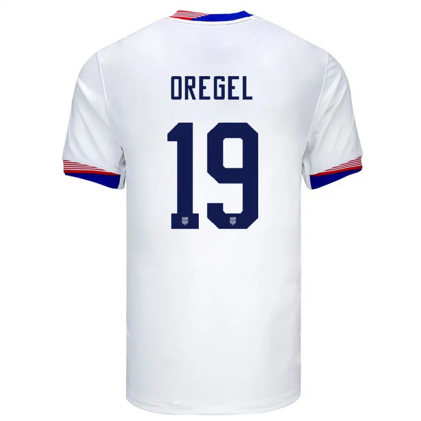 Danxenレディースアメリカ合衆国Sergio Oregel#19白ホームシャツ24-26ジャージーユニフォーム
