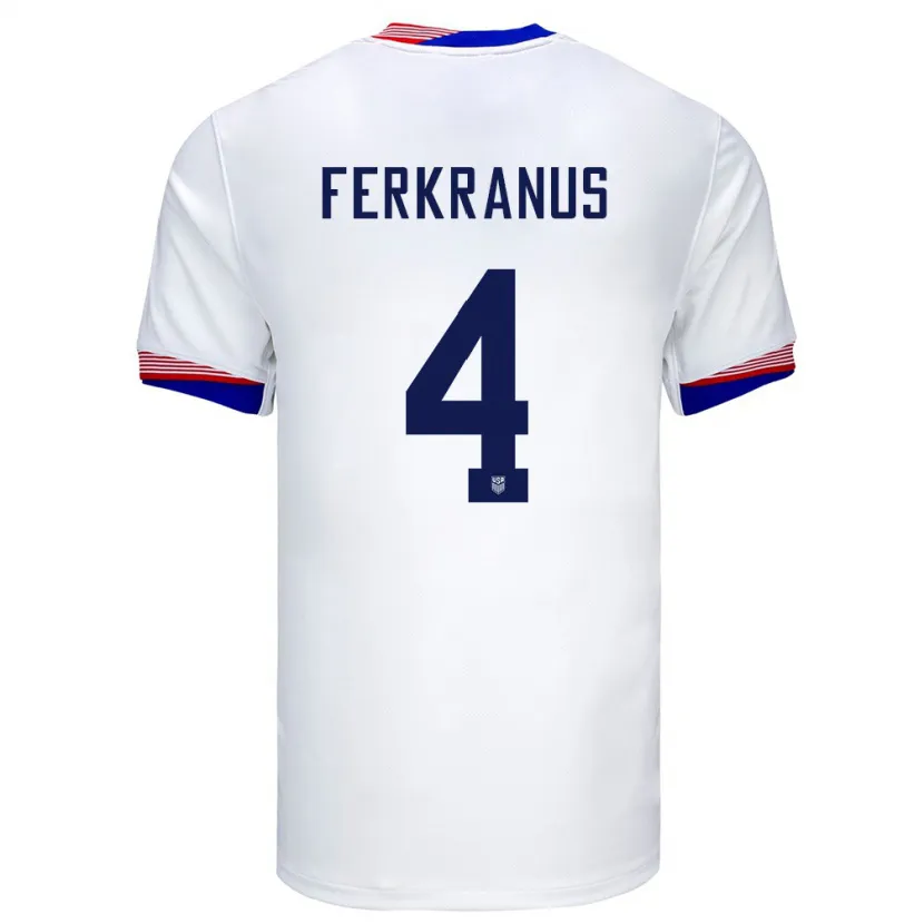 Danxenレディースアメリカ合衆国マーカス・フェルクラヌス#4白ホームシャツ24-26ジャージーユニフォーム