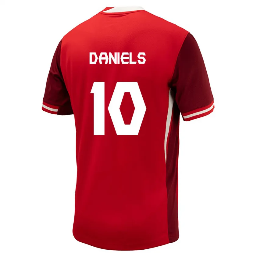 Danxenレディースカナダエイダン・ダニエルズ#10赤ホームシャツ24-26ジャージーユニフォーム