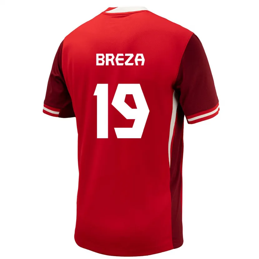 DanxenレディースカナダSebastian Breza#19赤ホームシャツ24-26ジャージーユニフォーム