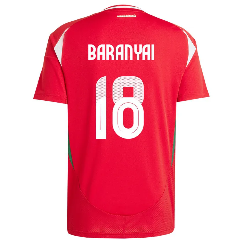 DanxenレディースハンガリーNimród Baranyai#18赤ホームシャツ24-26ジャージーユニフォーム