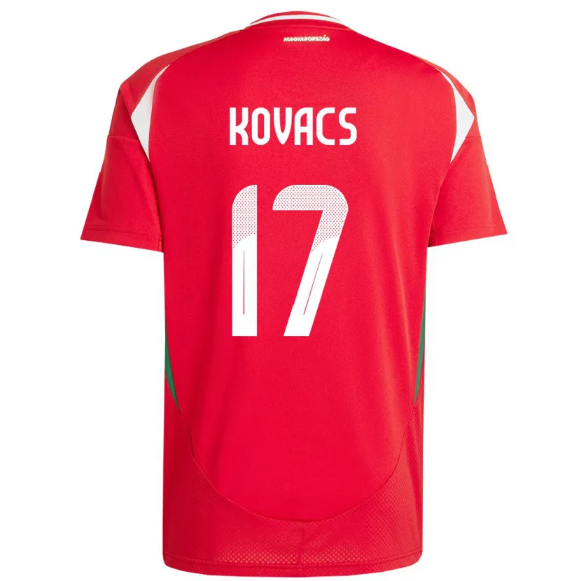 DanxenレディースハンガリーMátyás Kovács#17赤ホームシャツ24-26ジャージーユニフォーム