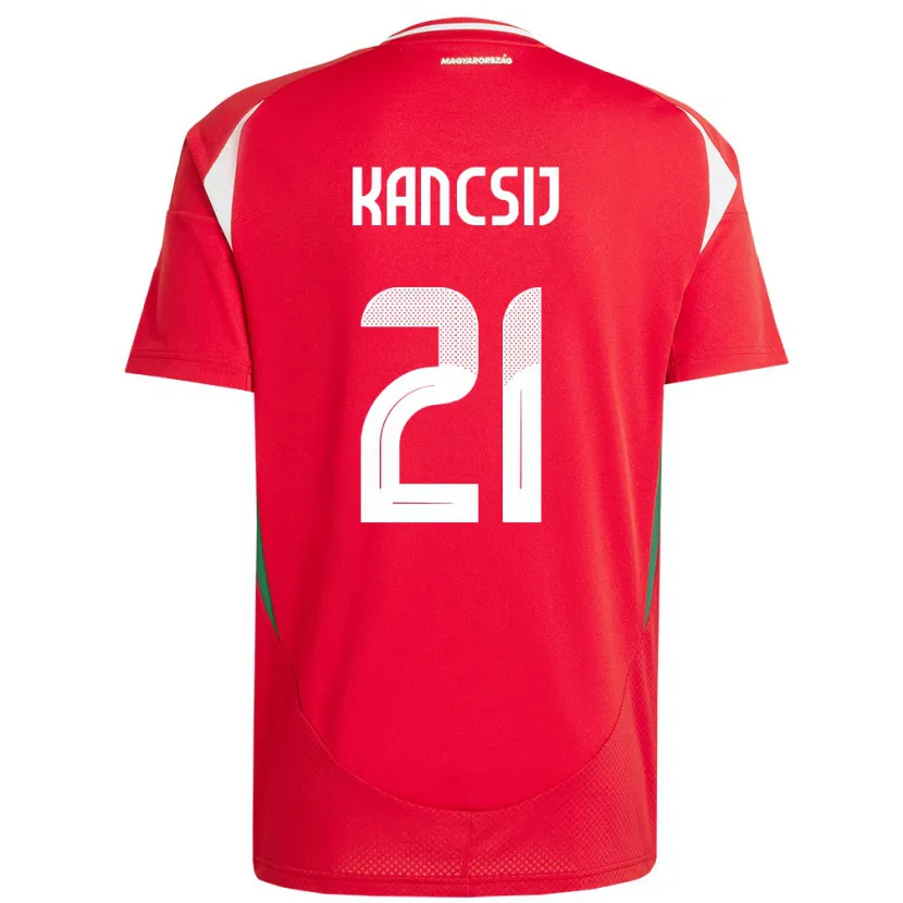 DanxenレディースハンガリーArtúr Kancsij#21赤ホームシャツ24-26ジャージーユニフォーム