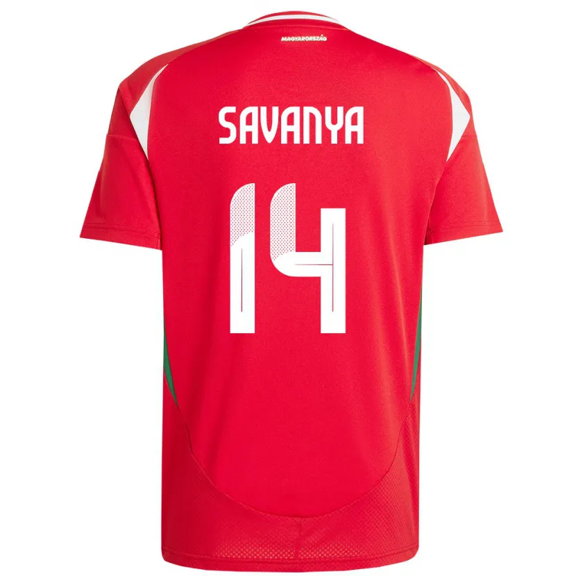 DanxenレディースハンガリーCsilla Savanya#14赤ホームシャツ24-26ジャージーユニフォーム