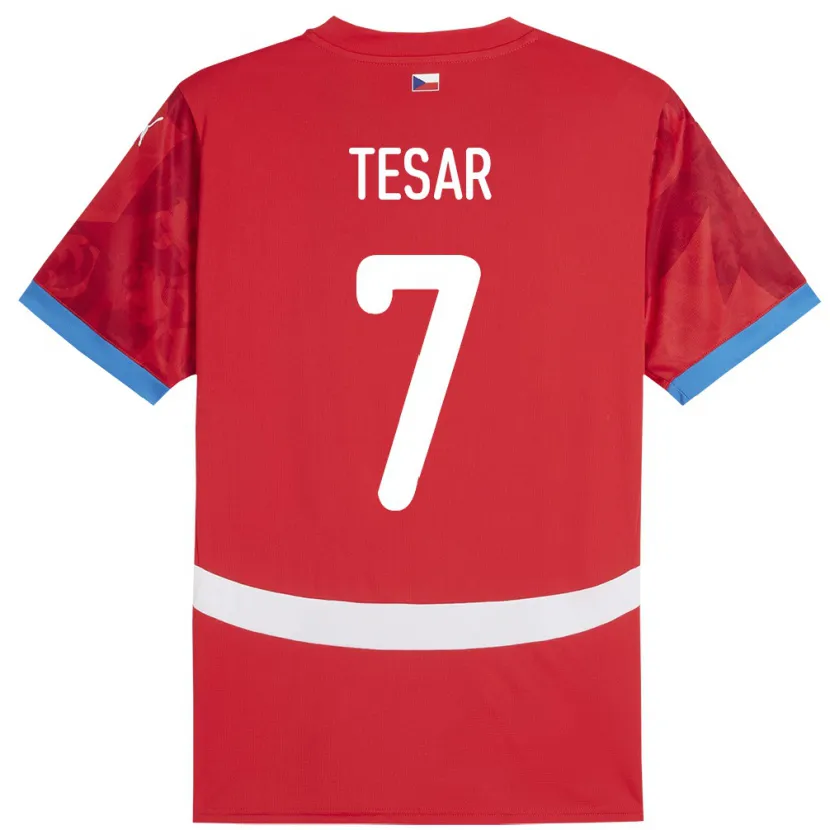 DanxenレディースチェコSimon Tesar#7赤ホームシャツ24-26ジャージーユニフォーム