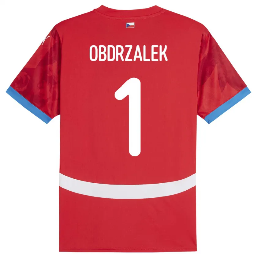 DanxenレディースチェコMarek Obdrzalek#1赤ホームシャツ24-26ジャージーユニフォーム