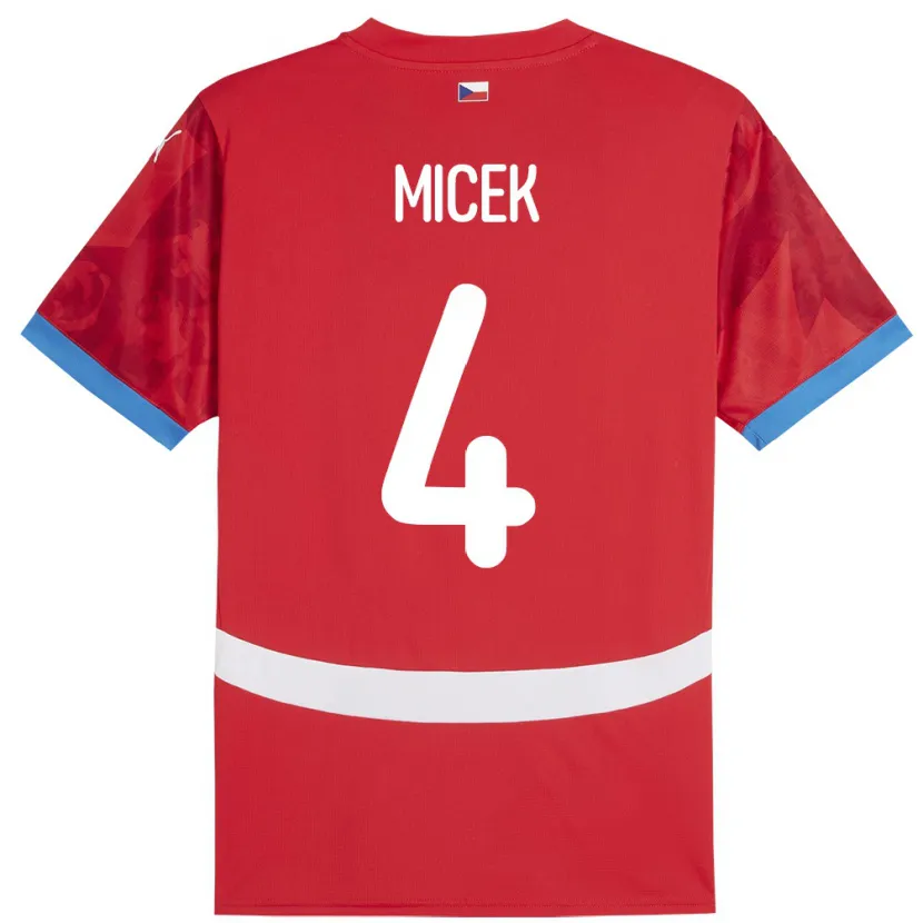 DanxenレディースチェコJiri Micek#4赤ホームシャツ24-26ジャージーユニフォーム