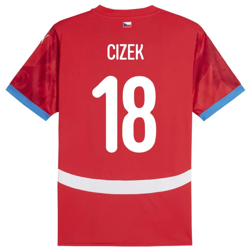 DanxenレディースチェコKrystof Cizek#18赤ホームシャツ24-26ジャージーユニフォーム