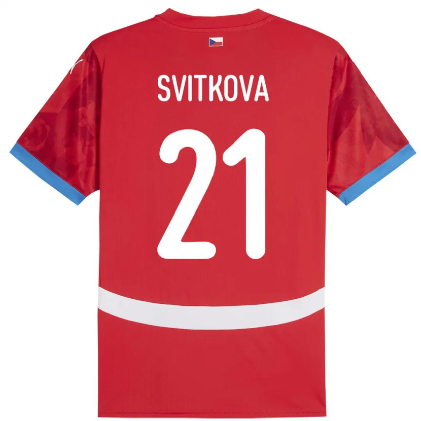 DanxenレディースチェコKateřina Svitková#21赤ホームシャツ24-26ジャージーユニフォーム