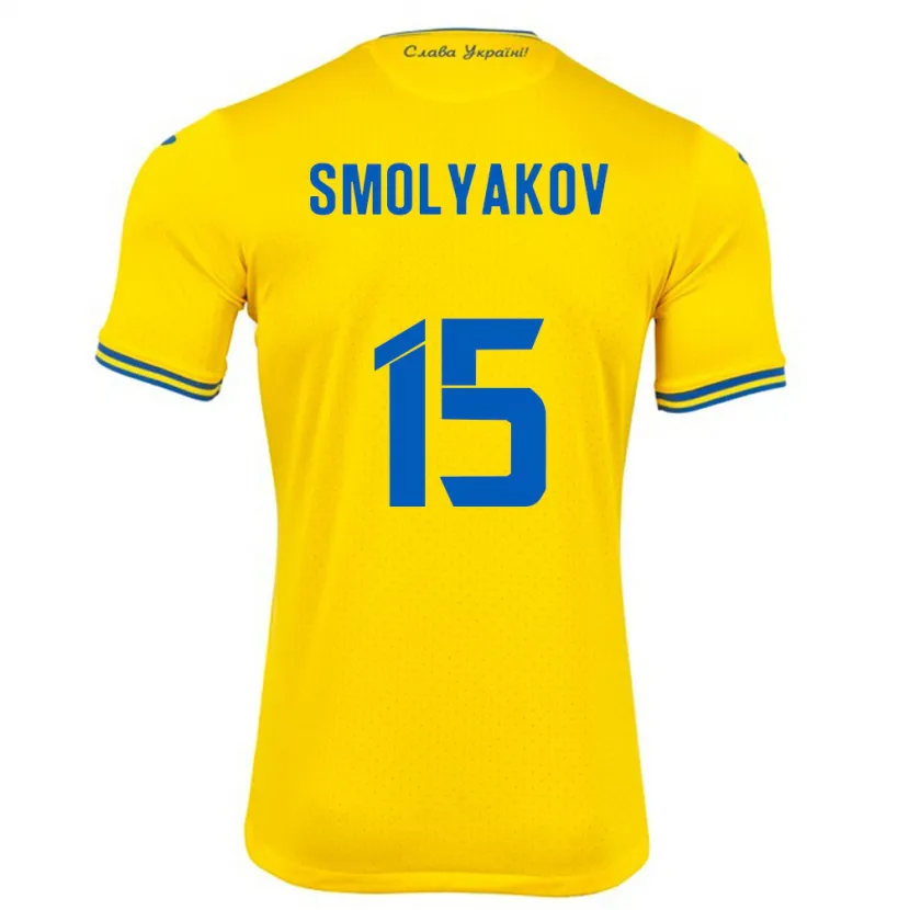 DanxenレディースウクライナArtem Smolyakov#15黄ホームシャツ24-26ジャージーユニフォーム