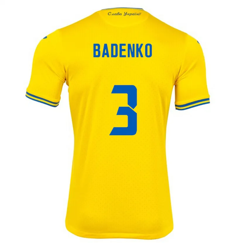 DanxenレディースウクライナIlya Badenko#3黄ホームシャツ24-26ジャージーユニフォーム