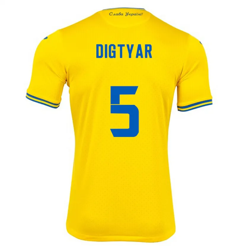 DanxenレディースウクライナKyrylo Digtyar#5黄ホームシャツ24-26ジャージーユニフォーム