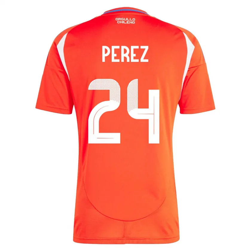 DanxenレディースチリCésar Pérez#24赤ホームシャツ24-26ジャージーユニフォーム