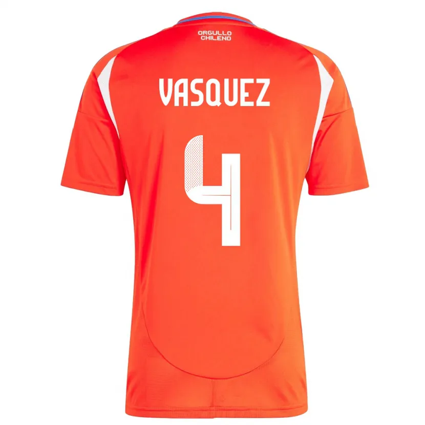 DanxenレディースチリMatías Vásquez#4赤ホームシャツ24-26ジャージーユニフォーム