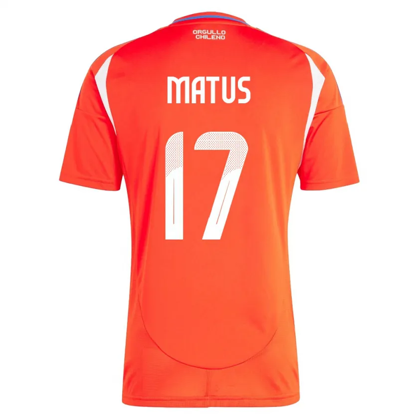 DanxenレディースチリEsteban Matus#17赤ホームシャツ24-26ジャージーユニフォーム