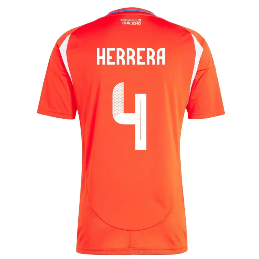 DanxenレディースチリClaudia Herrera#4赤ホームシャツ24-26ジャージーユニフォーム