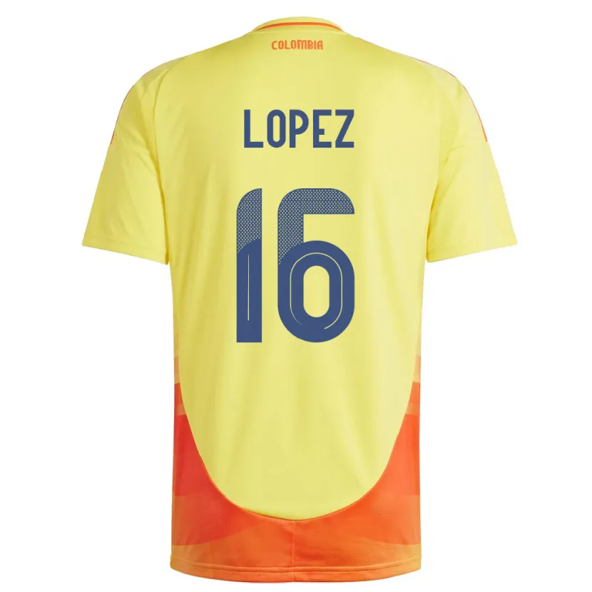 DanxenレディースコロンビアWilliam López#16黄ホームシャツ24-26ジャージーユニフォーム