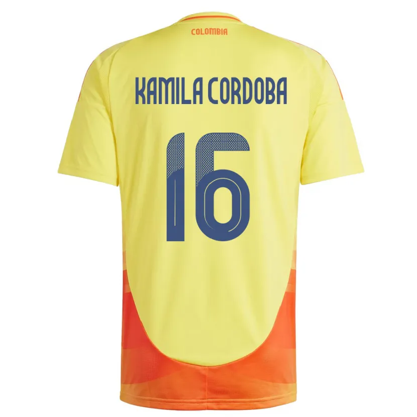 DanxenレディースコロンビアSara Kamila Córdoba#16黄ホームシャツ24-26ジャージーユニフォーム