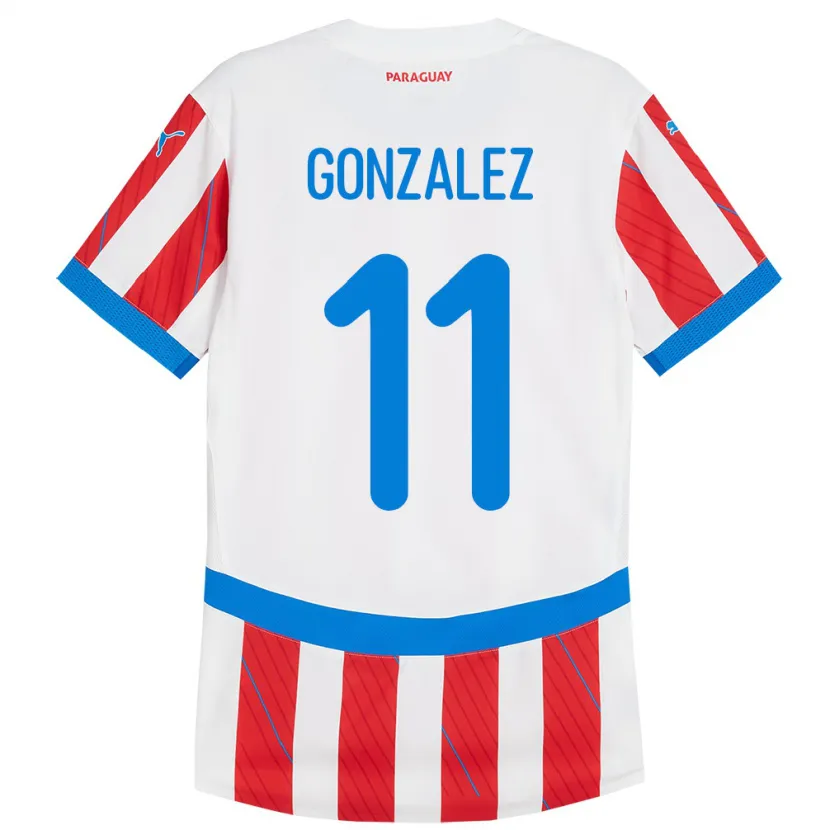 DanxenレディースパラグアイEnso González#11赤、白ホームシャツ24-26ジャージーユニフォーム