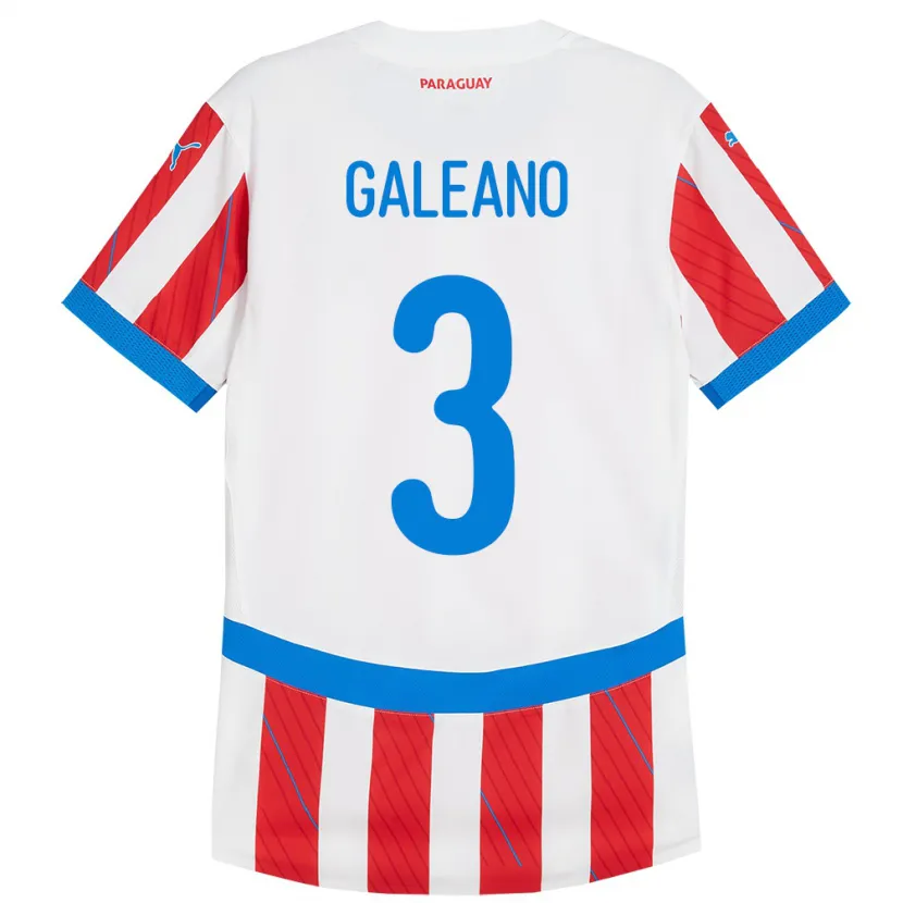DanxenレディースパラグアイFernando Galeano#3赤、白ホームシャツ24-26ジャージーユニフォーム