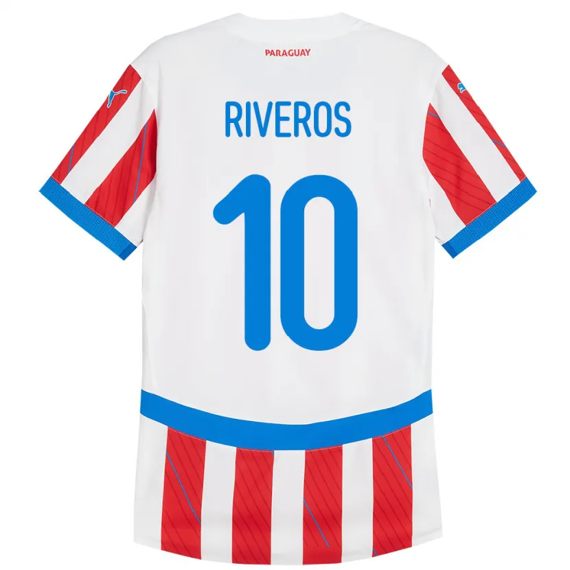 DanxenレディースパラグアイPaulo Riveros#10赤、白ホームシャツ24-26ジャージーユニフォーム